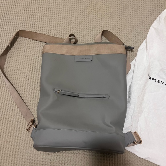 Kapten & Son Gray and Tan vegan leather Backpack or diaper bag